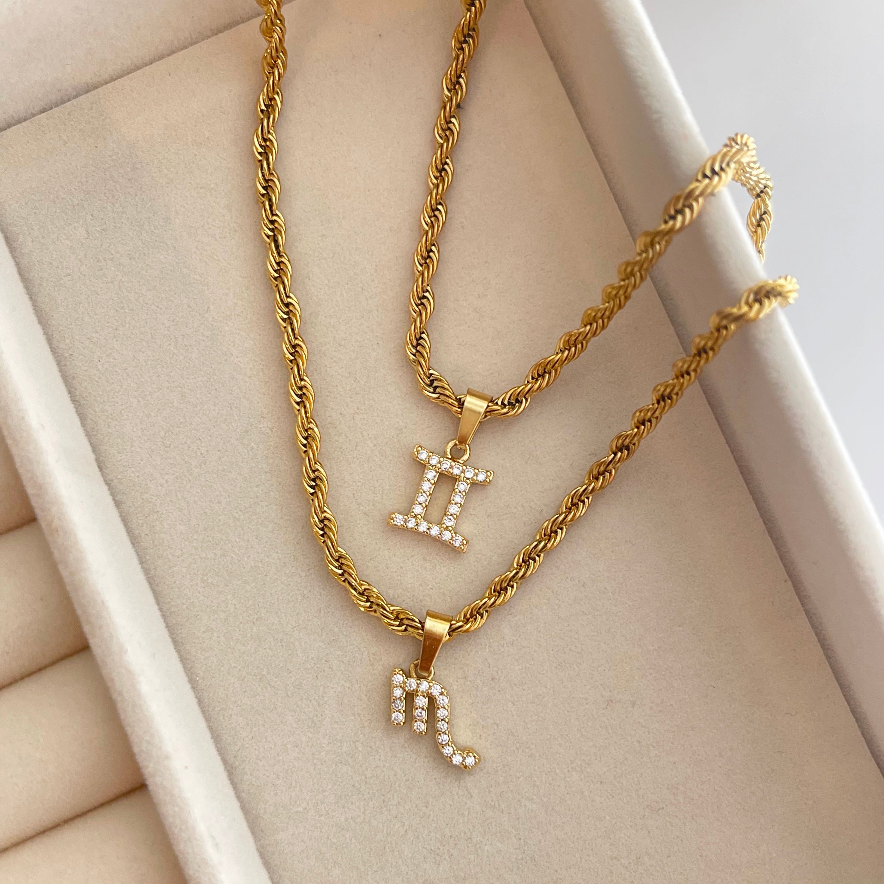 Gold Zodiac Mini CZ Necklace