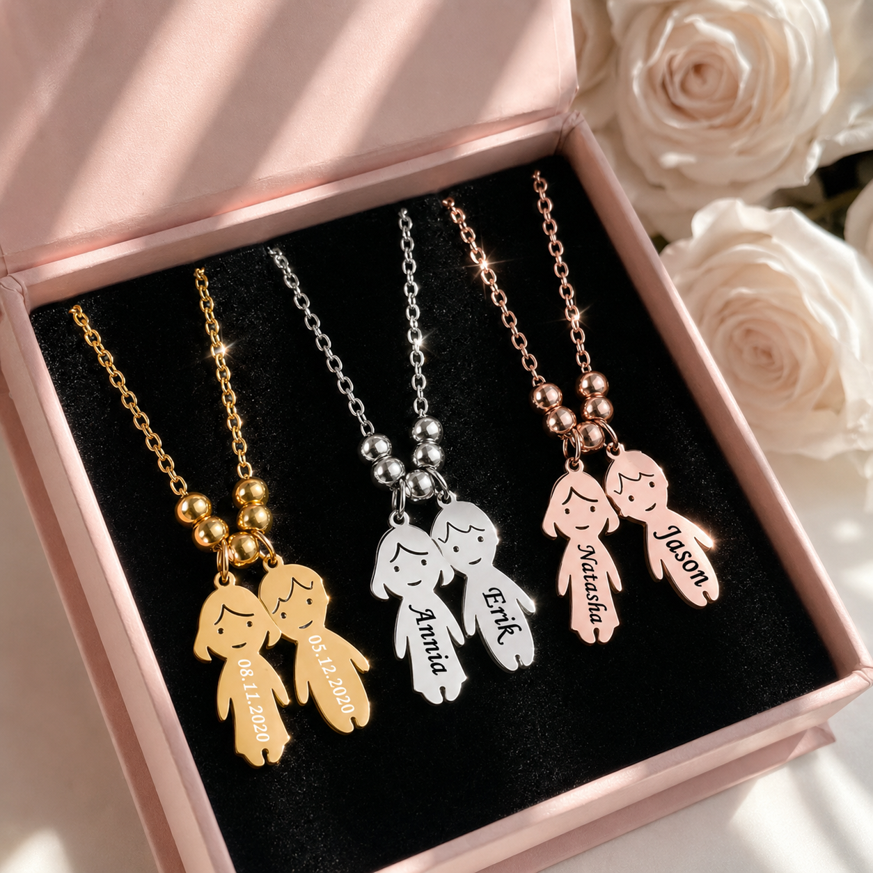 Boy Girl Engraved Name necklaces