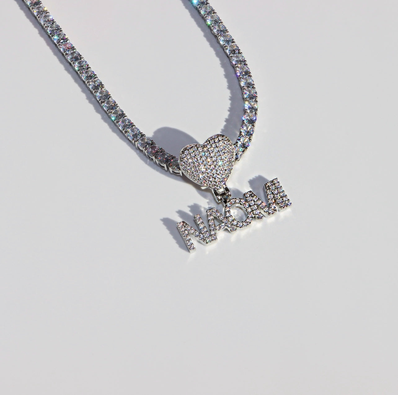 Mini ICY Heart Diamond Custom Name Necklace