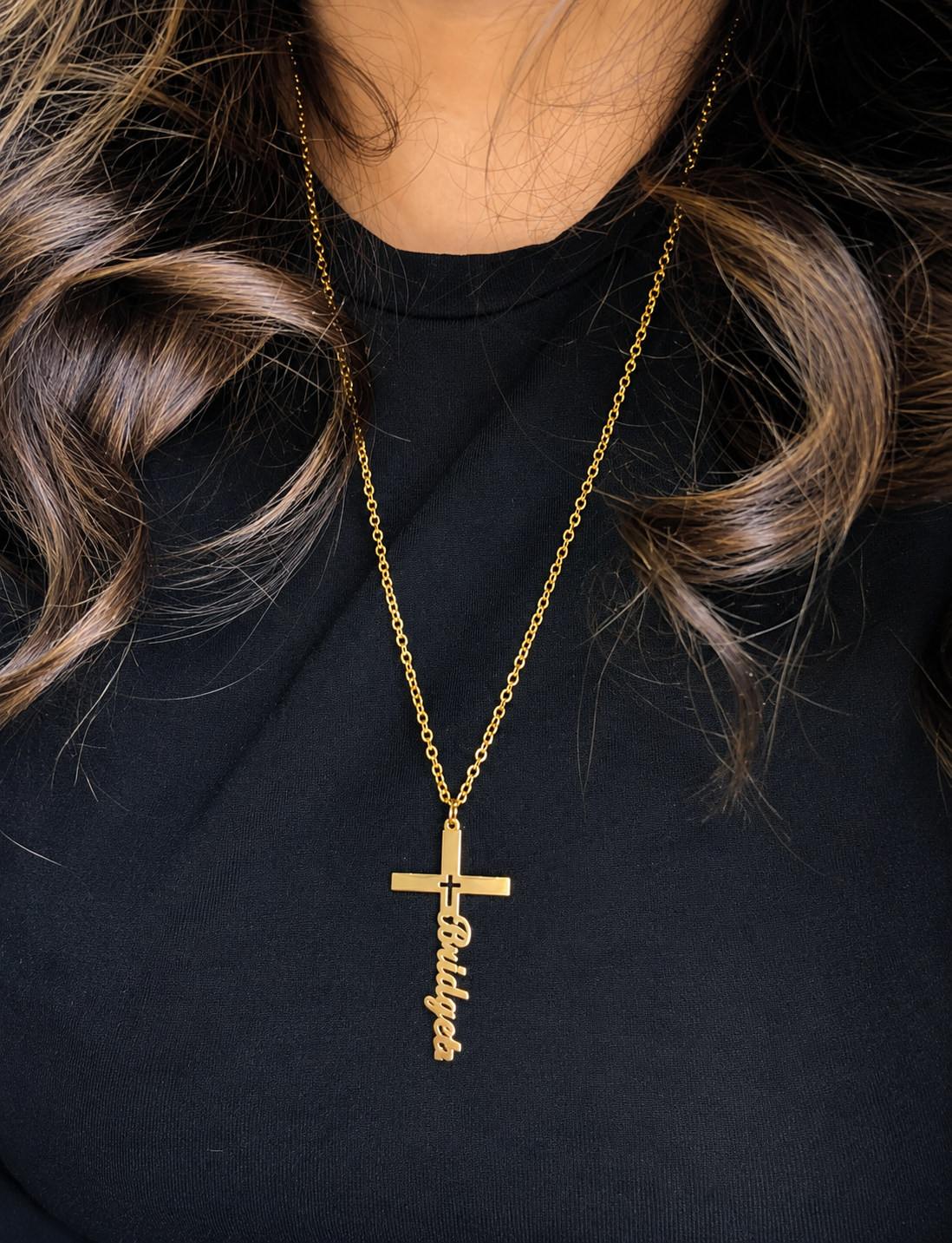 Cross name necklace