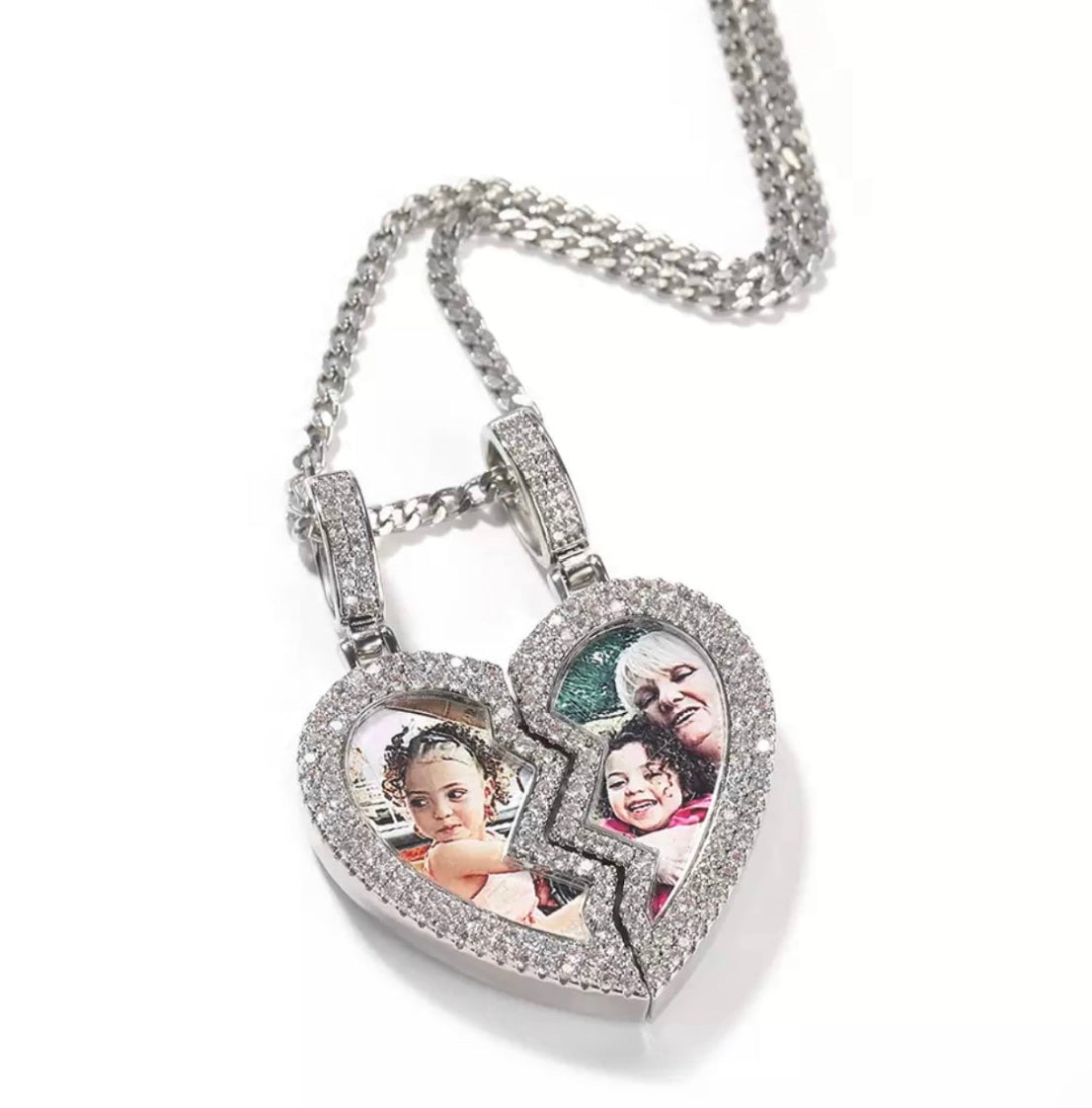 Split heart Custom picture necklace