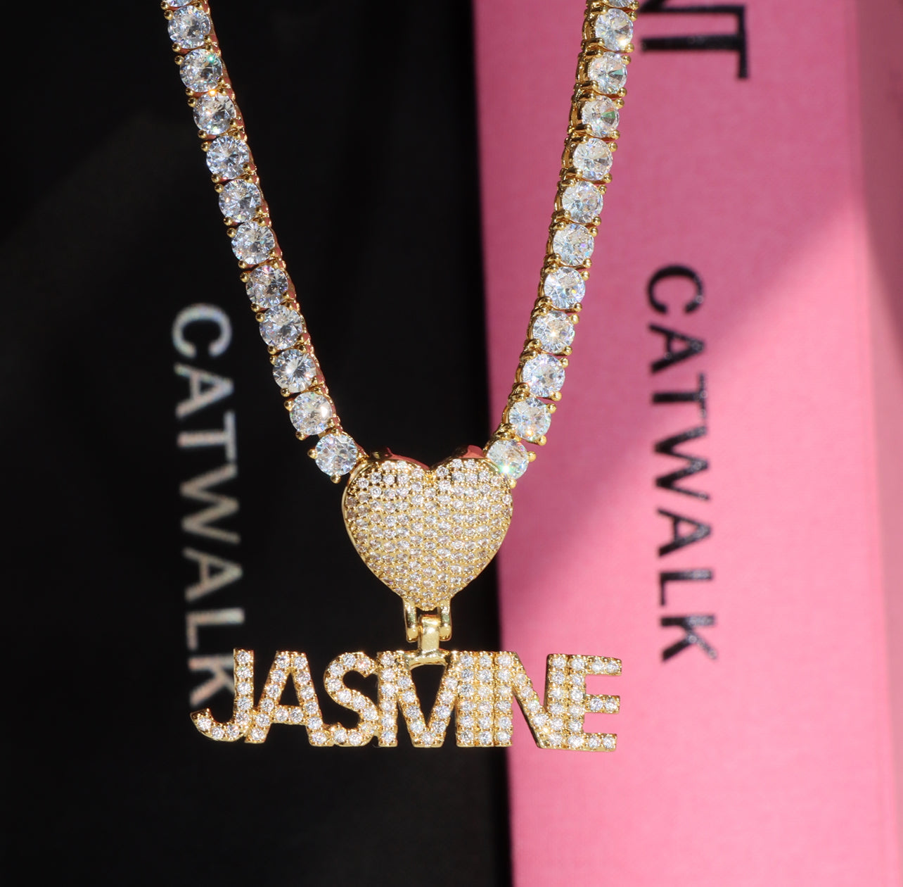 Mini ICY Heart Diamond Custom Name Necklace