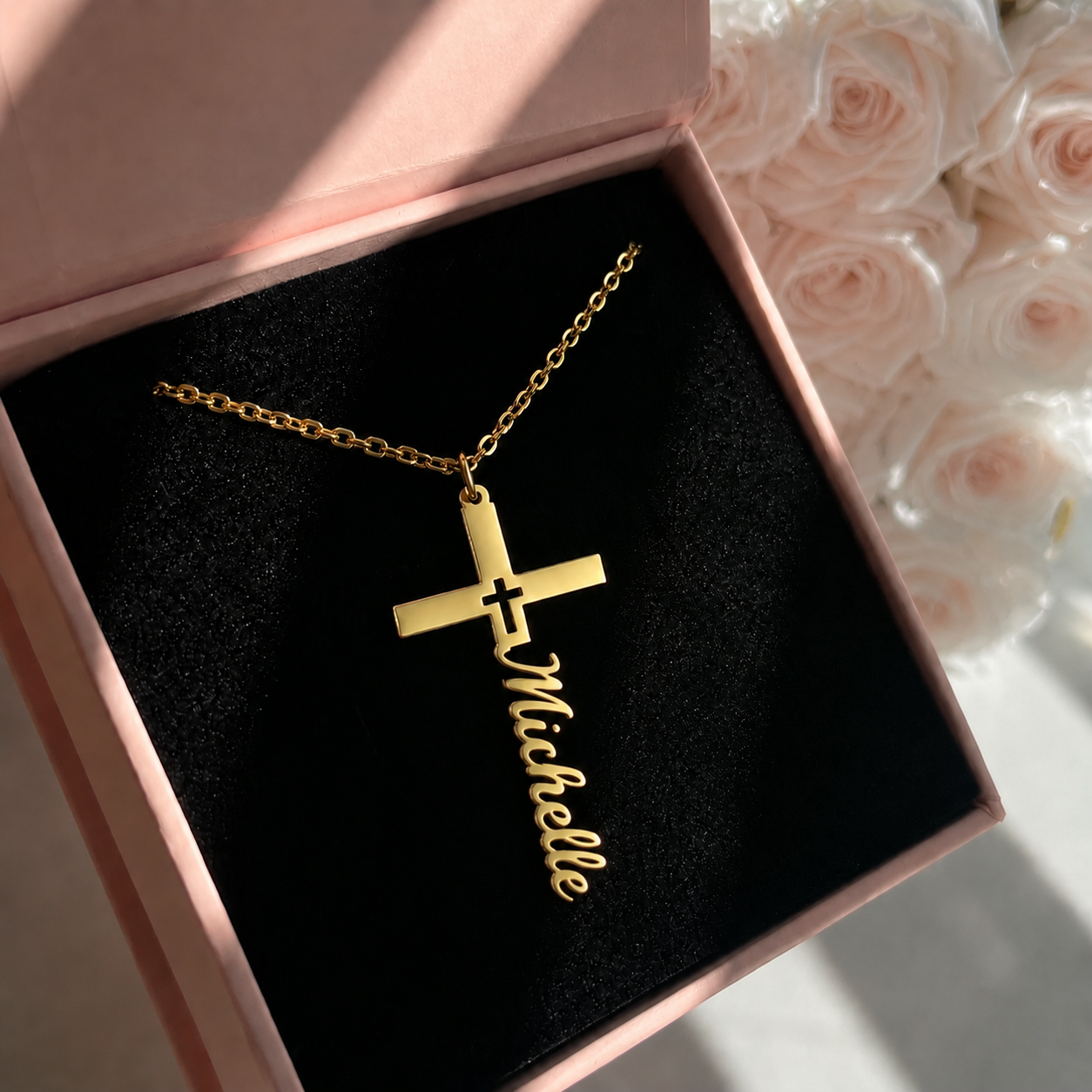 Cross name necklace