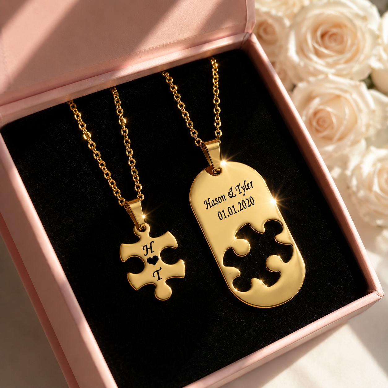 Puzzle Piece / Dog Tag Custom Name Necklaces