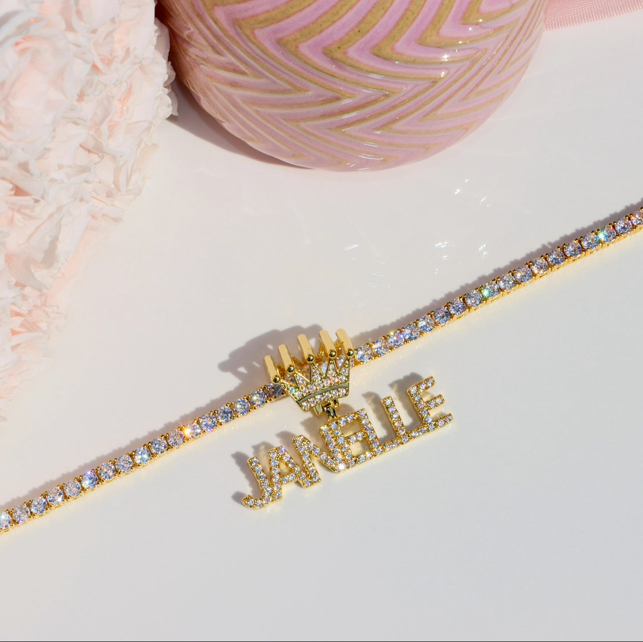 Mini ICY Crown Diamond Custom Name Necklace