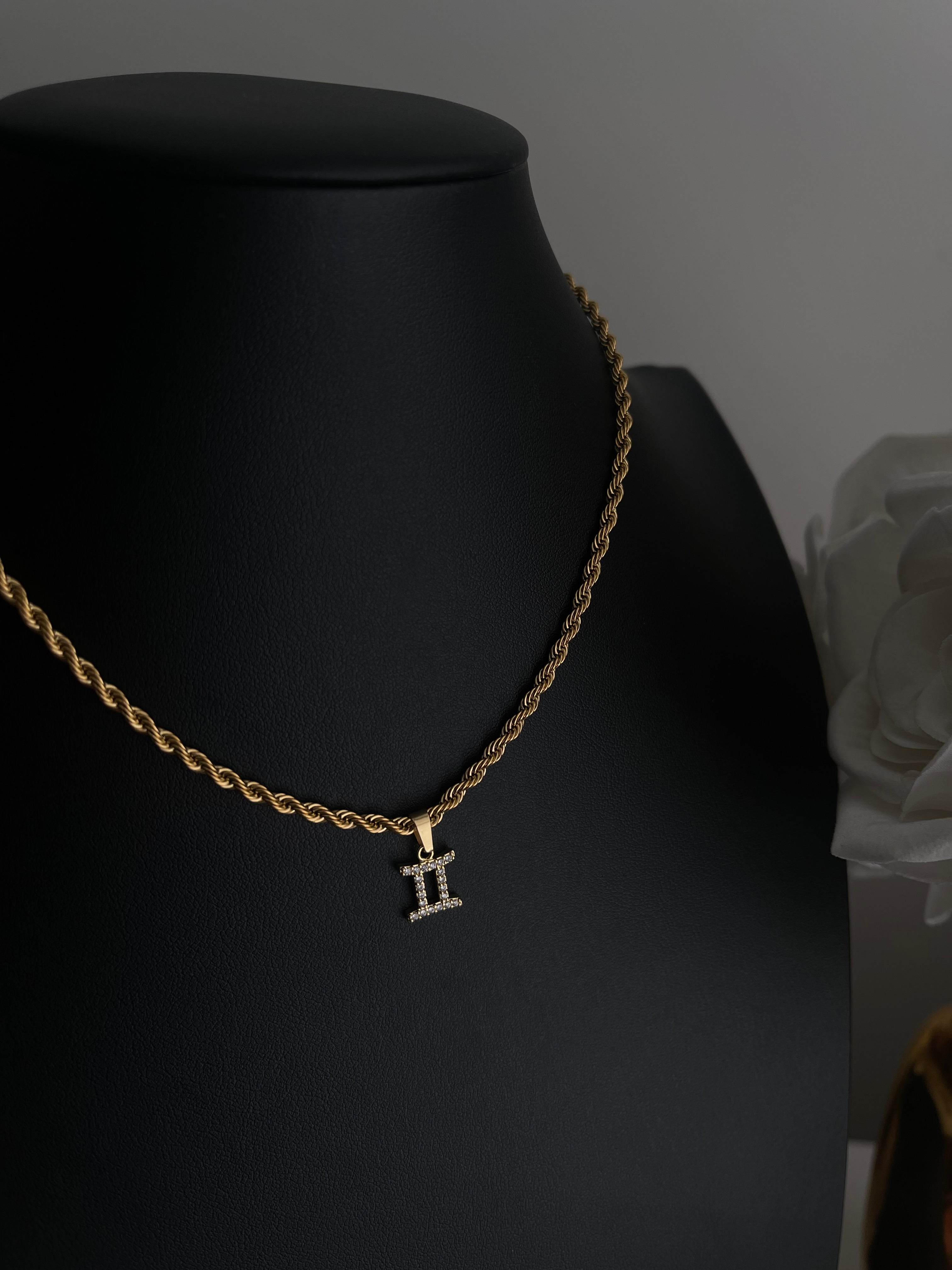 Gold Zodiac Mini CZ Necklace