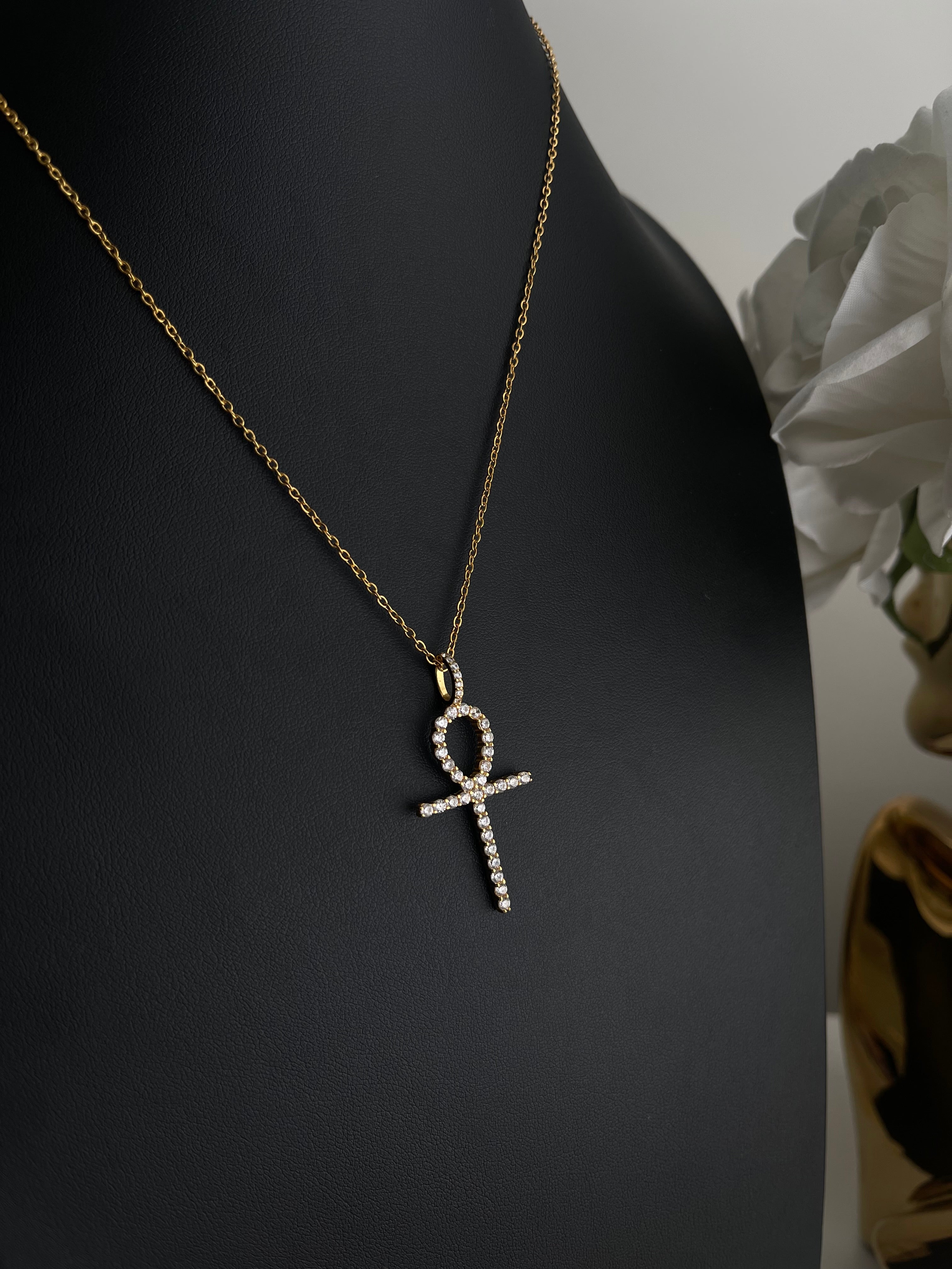 Diamond cz Ankh Necklace