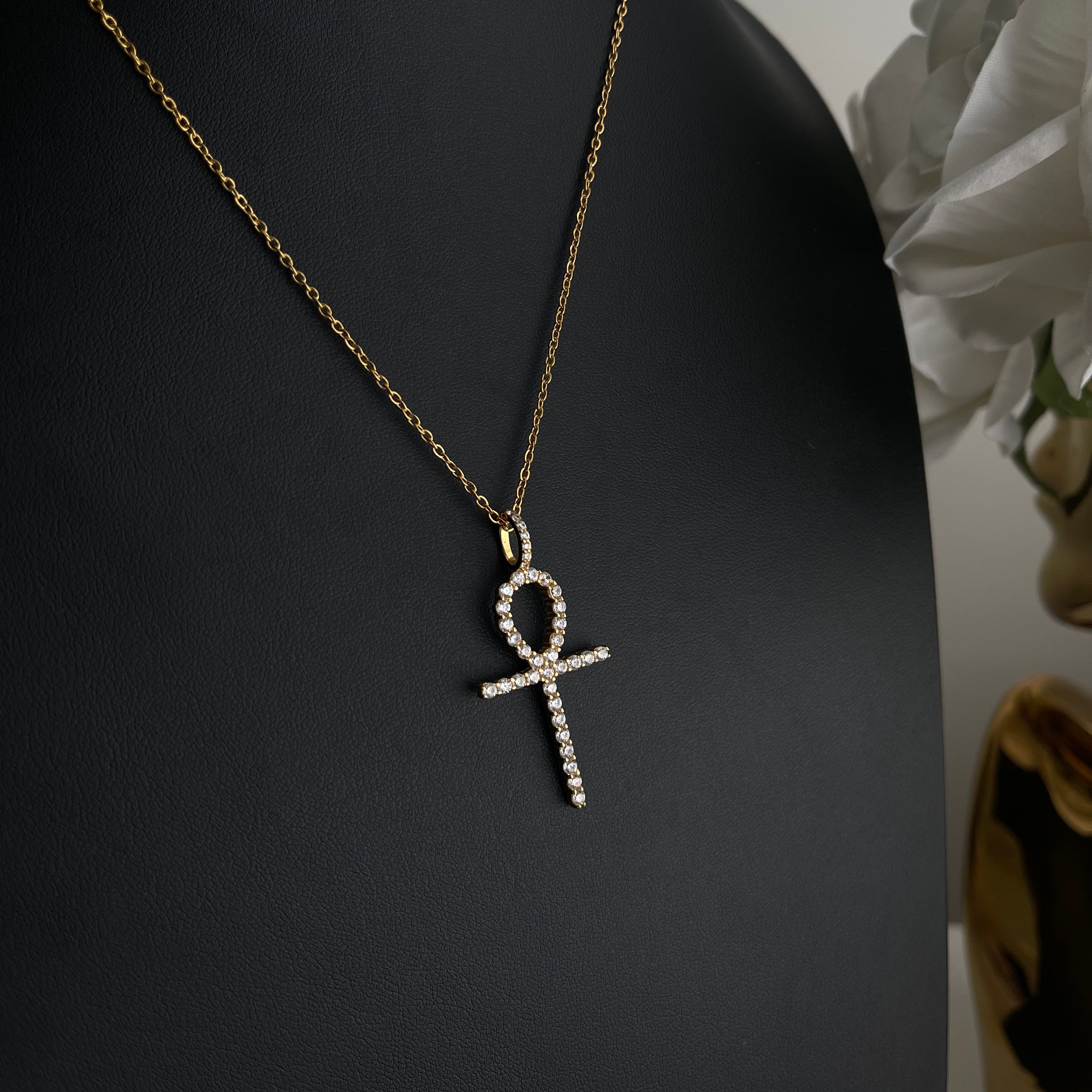 Diamond cz Ankh Necklace