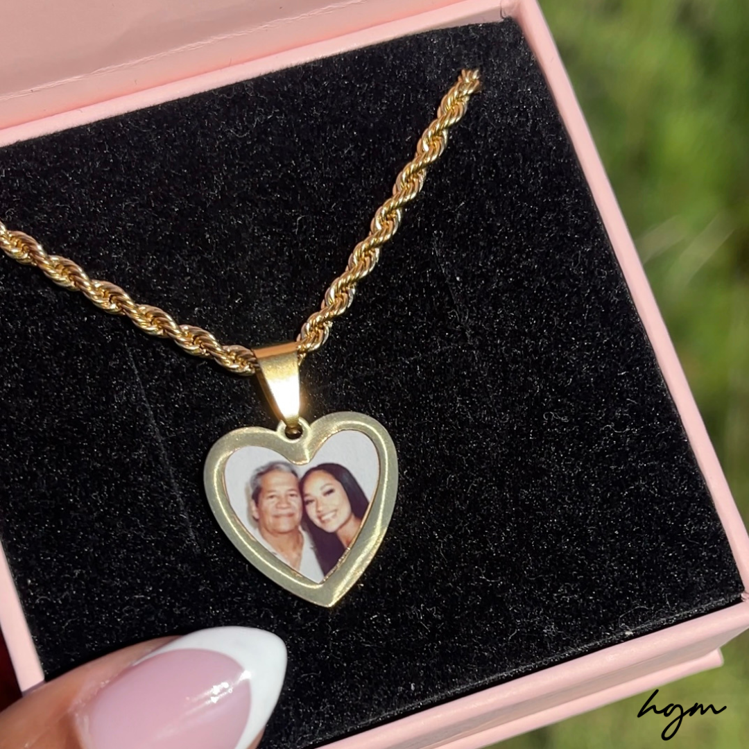 Heart photo necklace / heart picture necklace