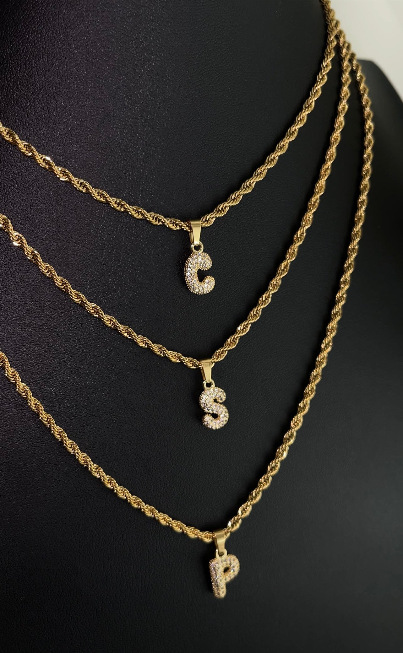 Mini bubble initial necklace