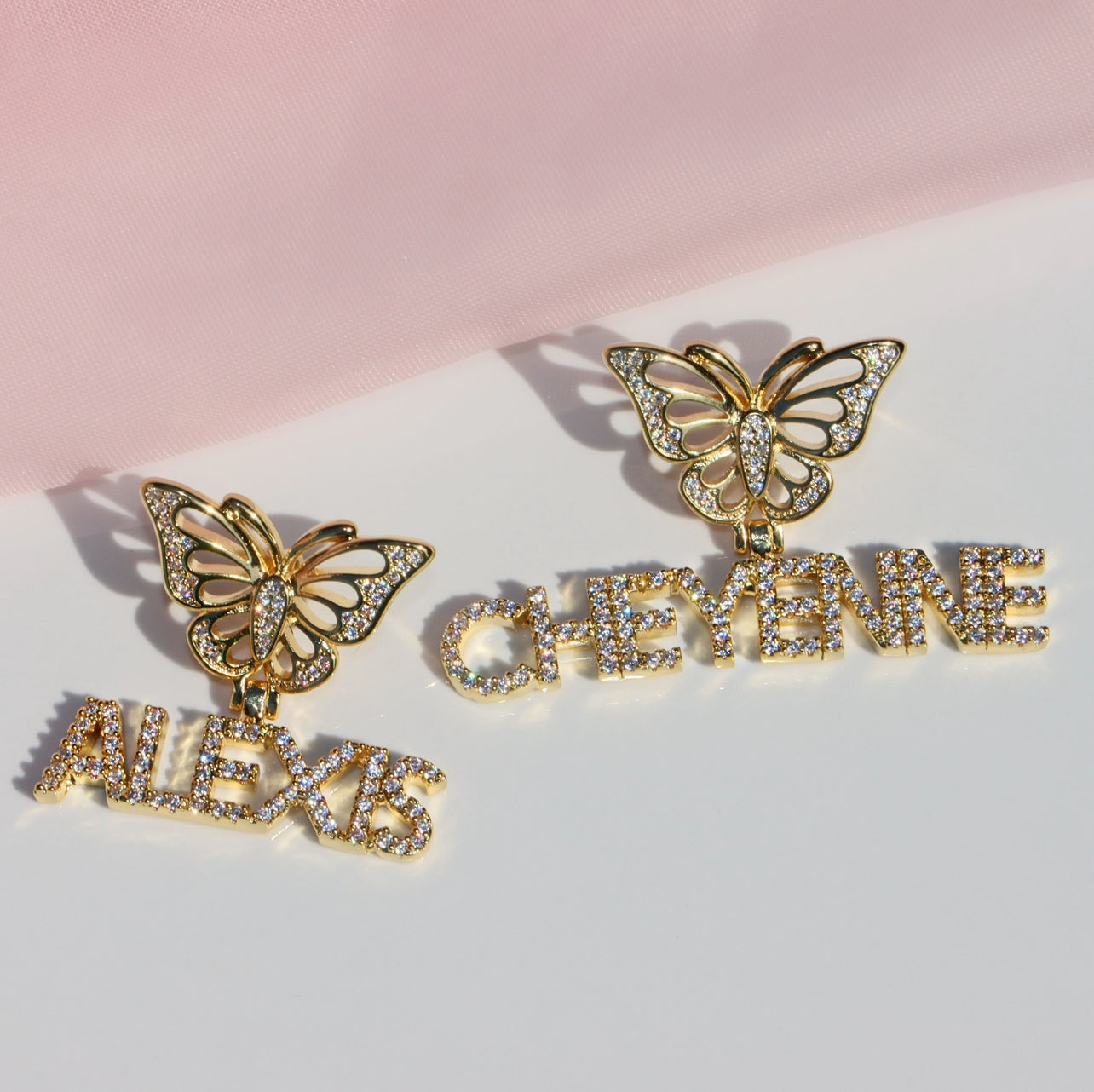 Mini ICY Butterfly Diamond Custom Name Necklace