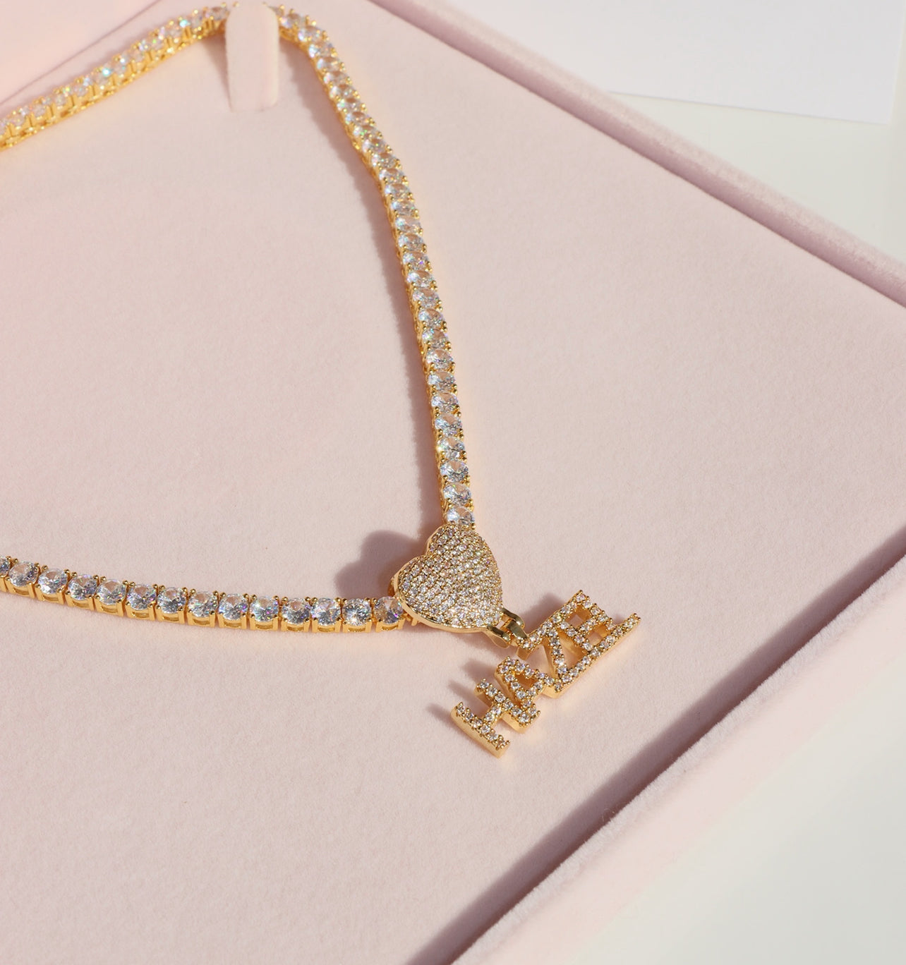 Mini ICY Heart Diamond Custom Name Necklace