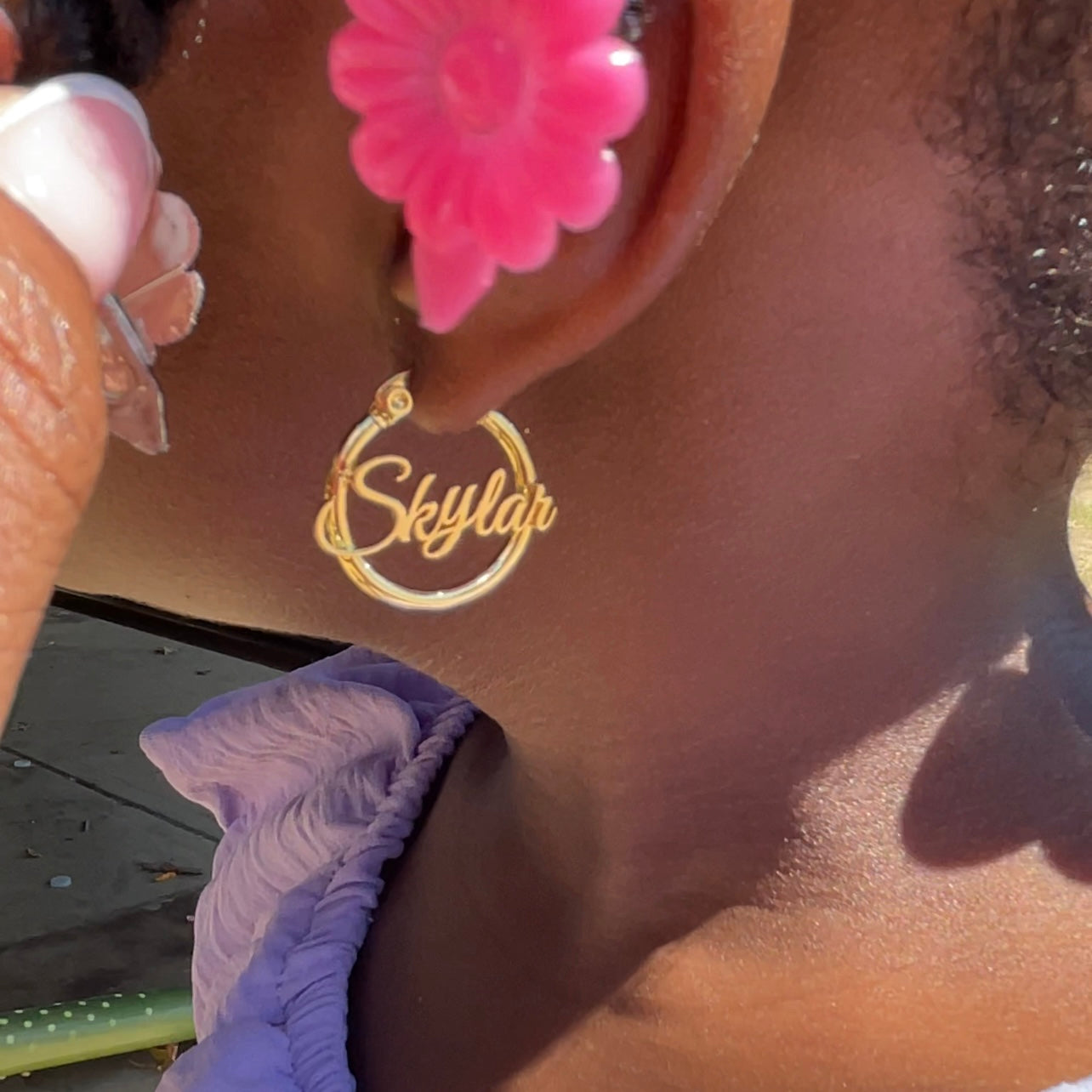 Mini Muse | Small Nameplate Hoop Earrings – Custom Gold Name Hoops