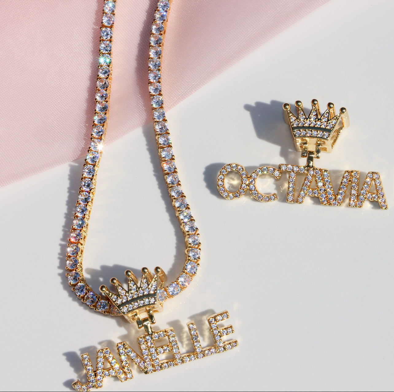 Mini ICY Crown Diamond Custom Name Necklace