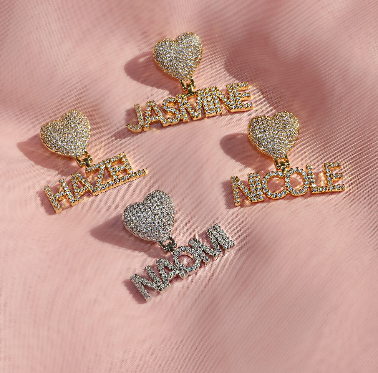 Mini ICY Heart Diamond Custom Name Necklace